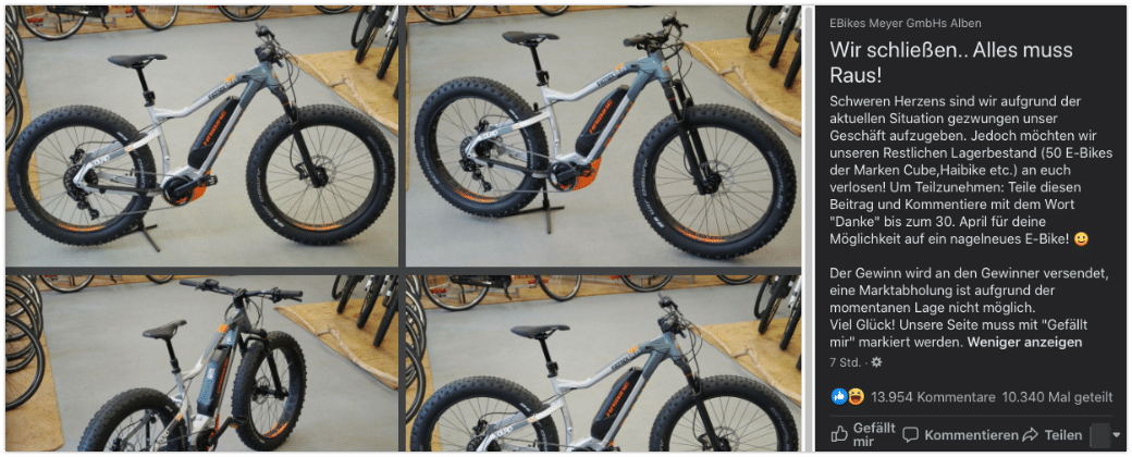 Facebook EBikes Meyer GmbH Gewinnspiel Fake