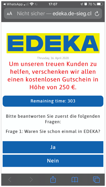 Facebook KEttenbrief Edeka 250 Euro Gutschein1