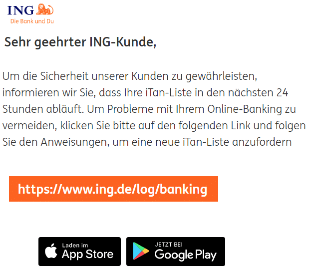 2020-05-06 ING Bank Spam-Mail Das Ablaufen Ihrer iTan-Liste