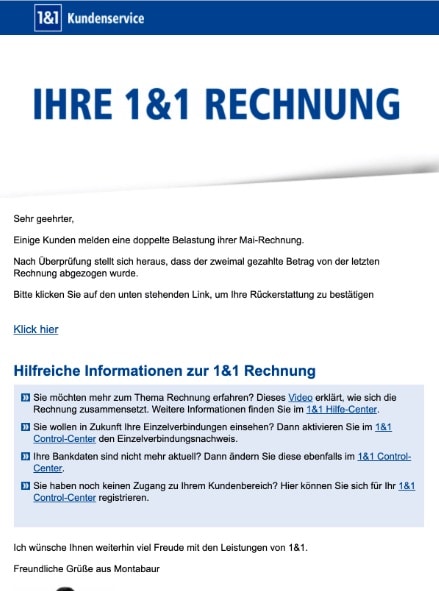 2020-05-15 1und1 IONOS Spam-Mail Fake Ihre Rechnung wurde zweimal bezahlt