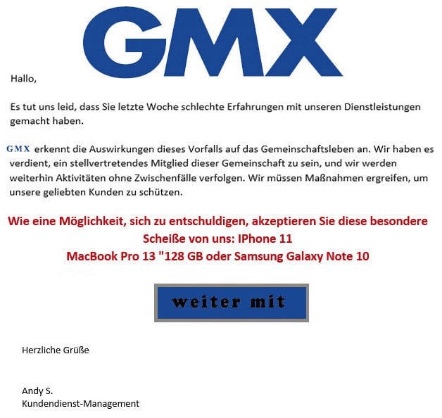 2020-05-22 GMX Spam Fake-Mail Wir haben versucht Sie zu erreichen - Ihr Angebot ist verfuegbar