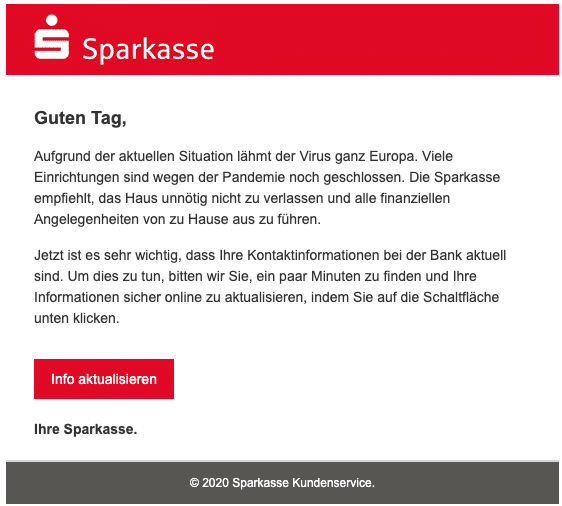 2020-05-22 Sparkasse Spam-Mail Fake Ihre Sparkasse