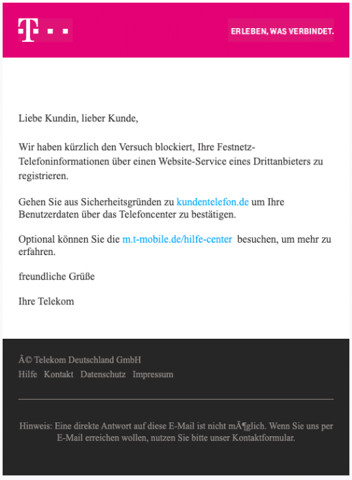 2020-05-25 Telekom Spam Fake-Mail Mail-Sicherheitshinweis von Telekom