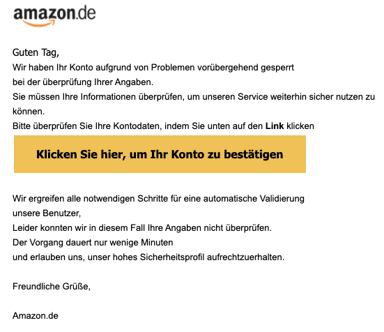 2020-05-26 Amazon Spam Fake-Mail Ihr Amazon Konto wurde gesperrt