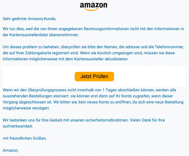 Amazon Phishing Aktuell Gefalschte E Mails Im Umlauf Spam Alarm