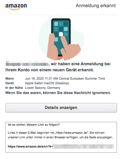 2020-06-16 Amazon Mail Amazon-Sicherheitsalarm- Anmeldung erkannt