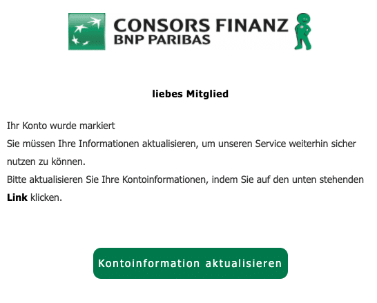 2020-06-18 Consors Finanz Spam Fake-Mail Ihr Konto wurde markiert