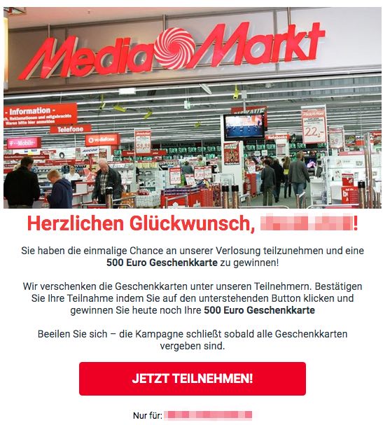 2020-06-06 MediaMarkt Spam Fake-Mail Du wurdest ausgewaehlt