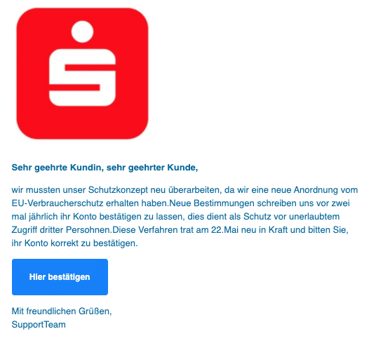 2020-06-08 Sparkasse Spam Phishing-Mail Kunden Information