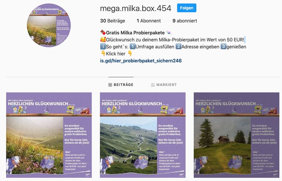 2020-06-12 Instagram Gewinnspiel Gratis Milka Probierpakete