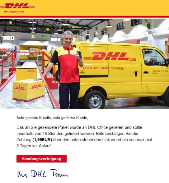 2020-06-20 DHL Paket Spam Fake-Mail Ihr Paket wartet auf die Lieferung