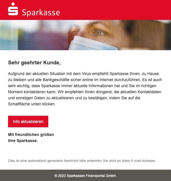 2020-06-23 Sparkasse Fake Spam-Mail Ihre Sparkasse