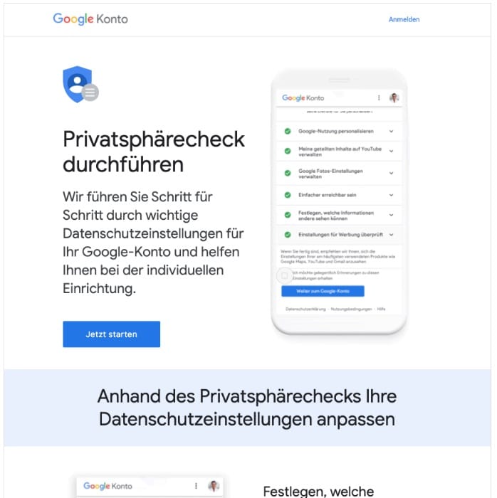 2020-06-25 Google E-Mail schließen Sie Ihren Privatsphärecheck ab