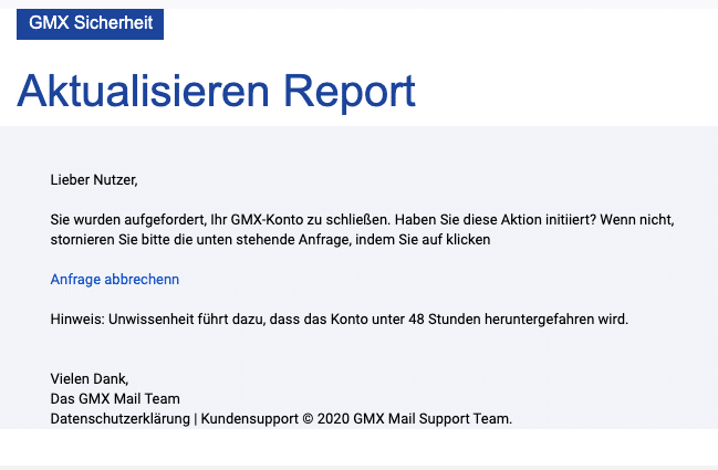 2020-07-01 GMX Spam Fake-Mail Kontoaktualisierung