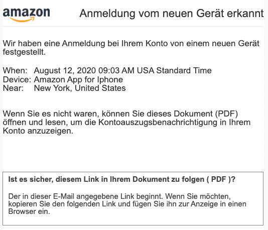 2020-08-13 Amazon Spam Fake-Mail Ihre Zahlung wird vor der Bestaetigung auf dem Amazon-Konto zurueckgestellt