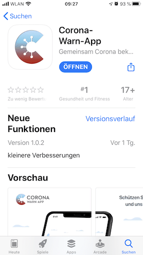 Corona-Warn-App im App Store