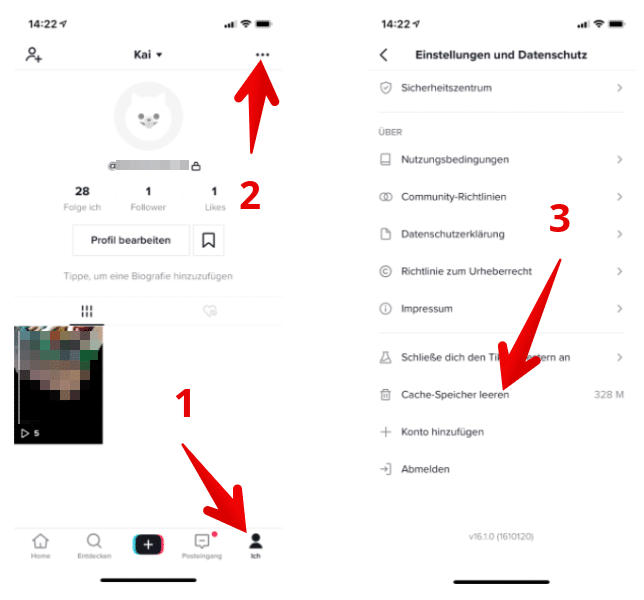 TikTok Anleitung Cache leeren