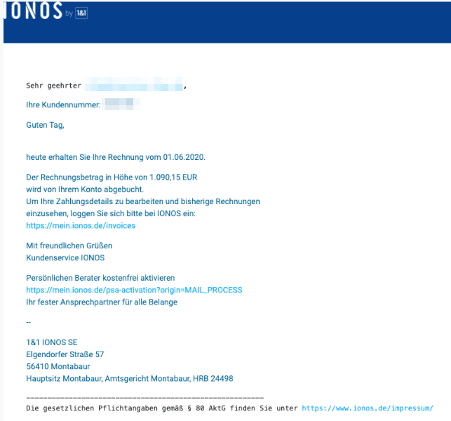 2020-07-02 IONOS Spam Fake-Mail Sicherheitswarnung fuer Ihr verknuepftes IONOS-Konto