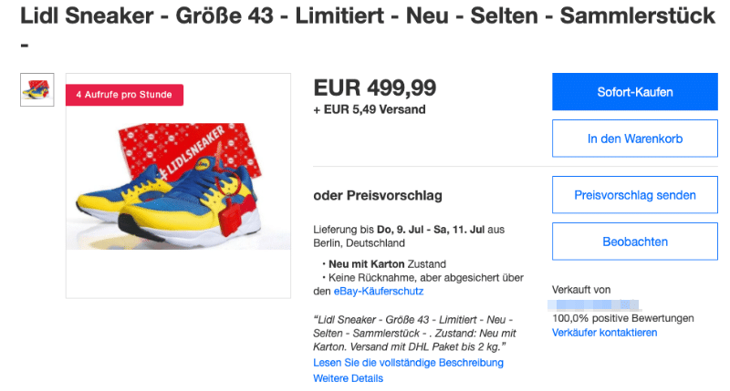 2020-07-03 Lidl Sneaker eBay 499 Euro