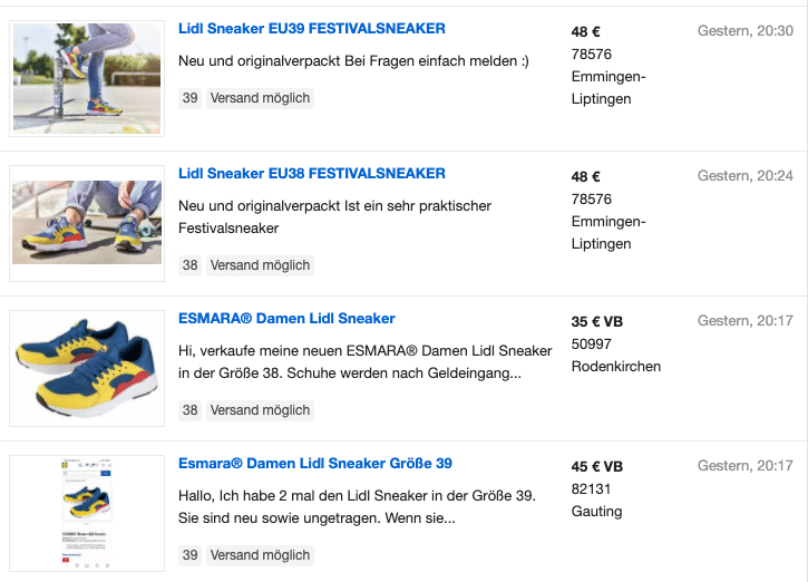 2020-07-03 ebay Kleinanzeigen Lild Sneaker Angebote