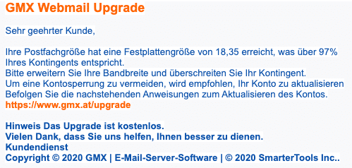 2020-07-15 GMX Spam Phishing Mail Ihre beiden eingehenden E-Mails stehen noch aus