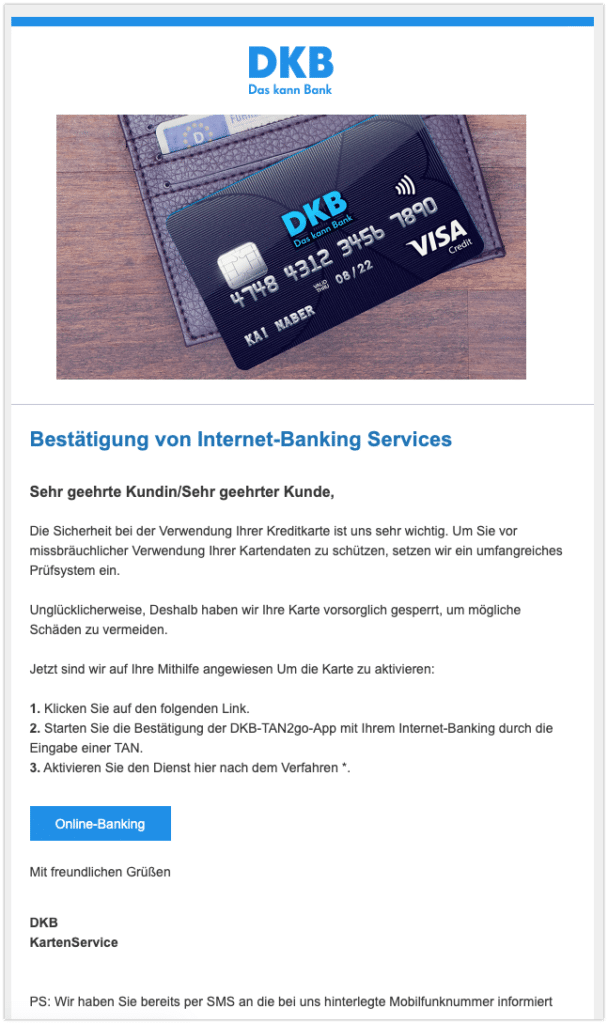 Deutsche Kreditbank DKB Diese PhishingMails sind gerade im Umlauf