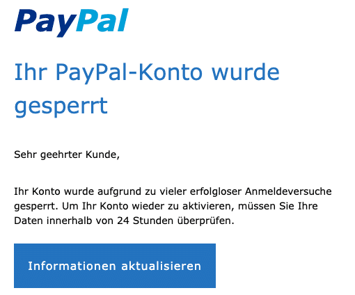 Ihr Konto Wurde Zu Ihrer Sicherheit Vorübergehend Gesperrt Paypal PayPal Phishing aktuell: Diese E-Mails sind Betrug (Spam Übersicht)