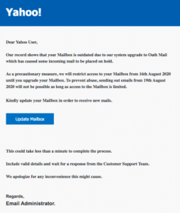 Vorsicht vor Phishing-Nachrichten im Namen von Yahoo