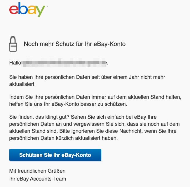 2020-08-27 ebay Spam Fake-Mail Helfen Sie uns Ihr eBay-Konto zu schutzen