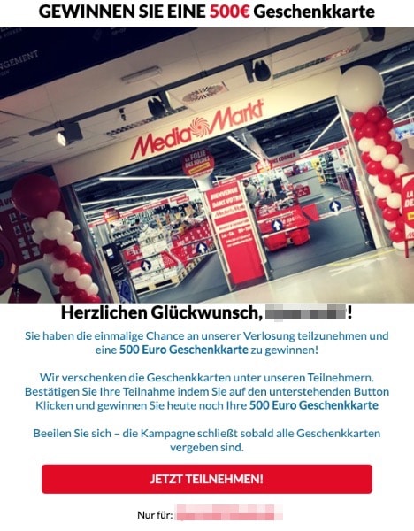 2020-09-29 Mediamarkt Spam-Mail Exklusives Geschenk