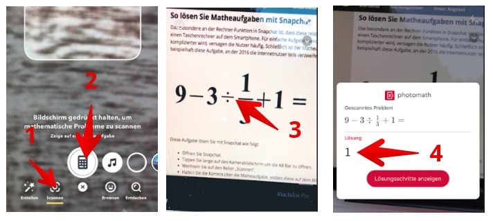 Snapchat Anleitung Matheaufgabe lösen