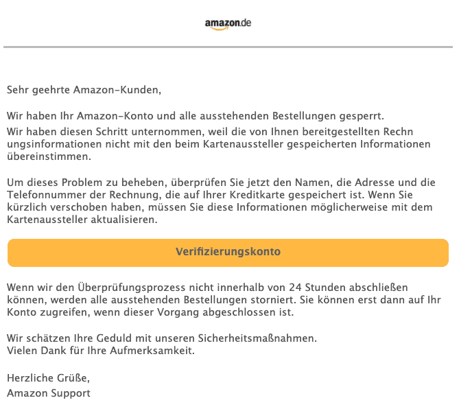 2020-08-07 Amazon Spam Fake-Mail Ihr Amazon Konto hat sich auf dem neuen Geraet angemeldet