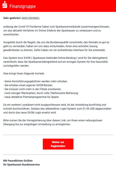 2020-08-07 Sparkasse Spam Fake-Mail Wichtige Aenderung Sparkasse SVOB