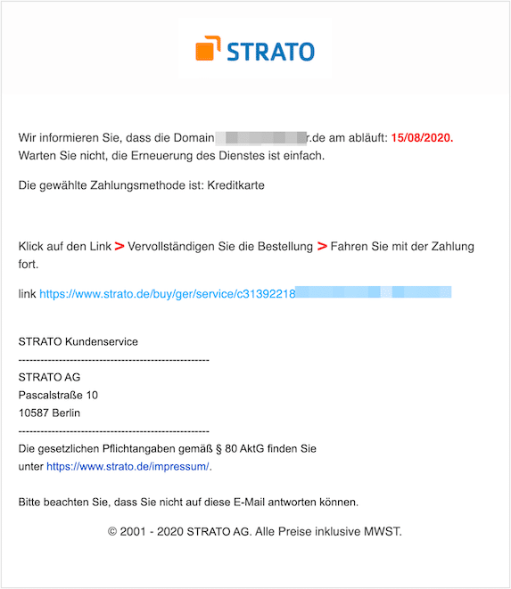 2020-08-11 Strato Phishing