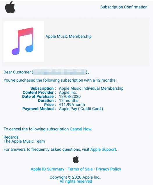 2020-08-13 Apple iCloud Abo Spam-Mail Fake