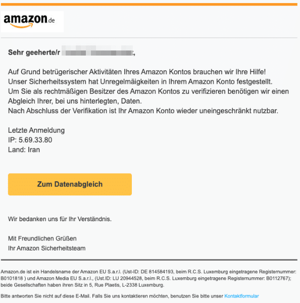 2020-08-20 Amazon Spam Fake-Mail Ihr Konto