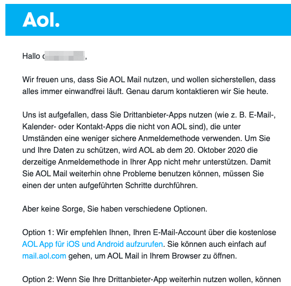 2020-08-25 AOL E-Mail Wichtiger Sicherheitshinweis fuer Ihren AOL-Account