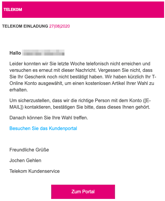 2020-08-27 Telekom Spam-Mail Einladung erneut versendet