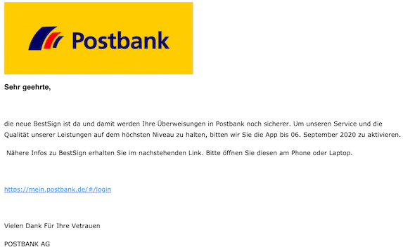 2020-08-31 Phishing Postbank