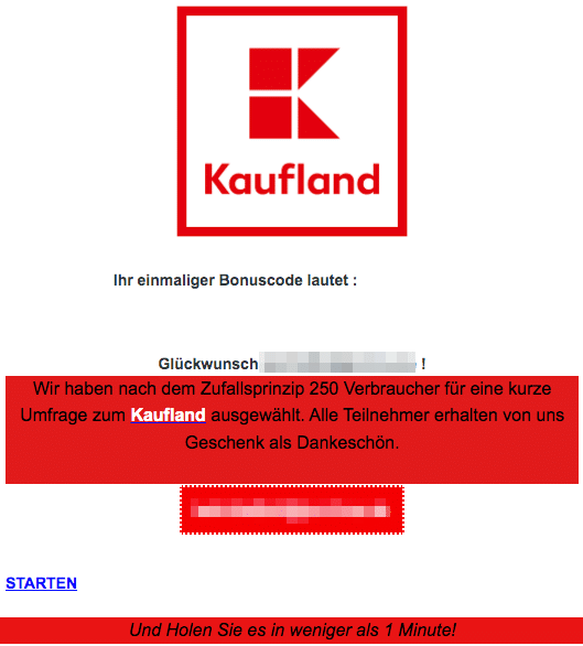 2020-09-22 Kaufland Fake-Mail Ihr einmaliger Bonuscode