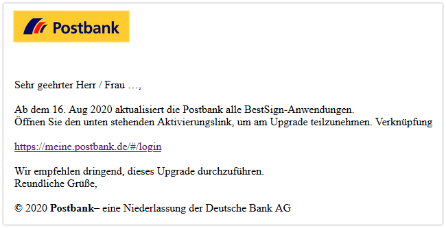 2020-09-08 Phishing Postbank