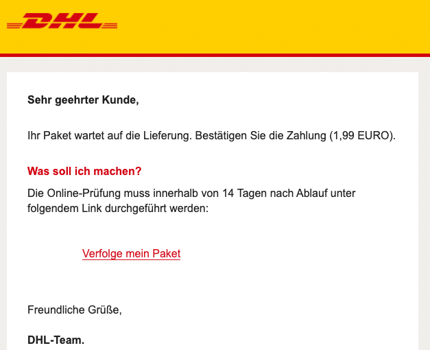 2020-09-09 DHL Fake-Mail DHL - Ihr Paket wartet auf die Lieferung