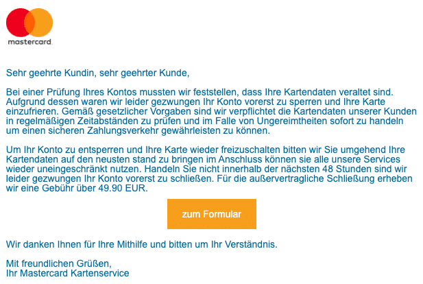 2020-09-09 Mastercard Spam-Mail Schließung Ihres Kontos