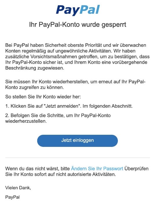 Paypal Phishing Aktuell Diese E Mails Sind Betrug Spam Ubersicht