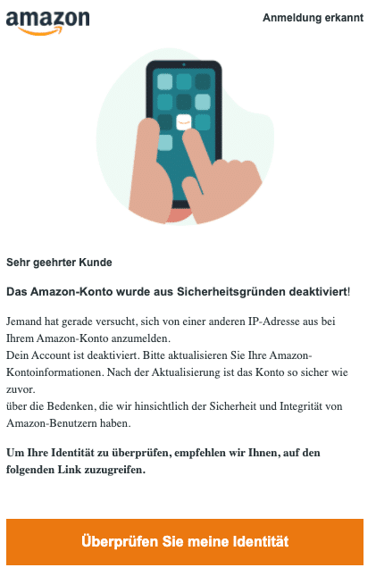 2020-09-15 Amazon Fake-Mail Bitte aktualisieren Sie Ihre Amazon-Kontoinformationen