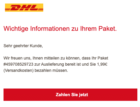 2020-09-23 DHL Spam-Mail Abofalle Ihr DHL-Paket ist lieferbereit