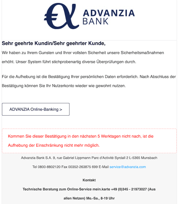 2020-09-29 Advanzia Phishing