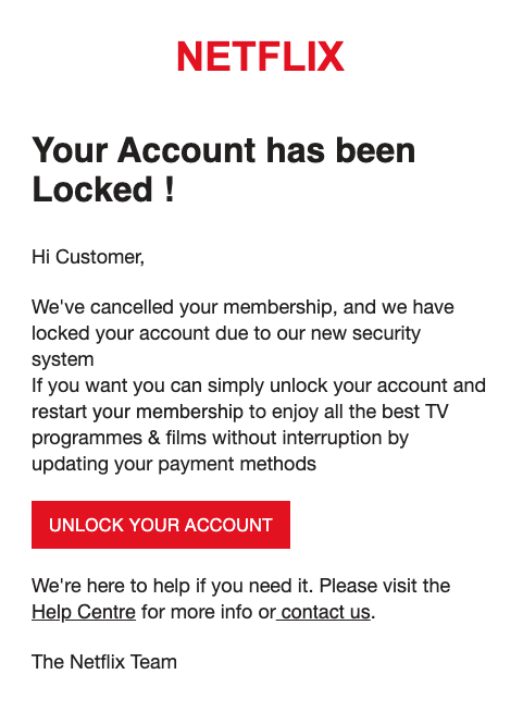 Phishing e-mail: sua conta da Netflix deve ser atualizada - Gatefy