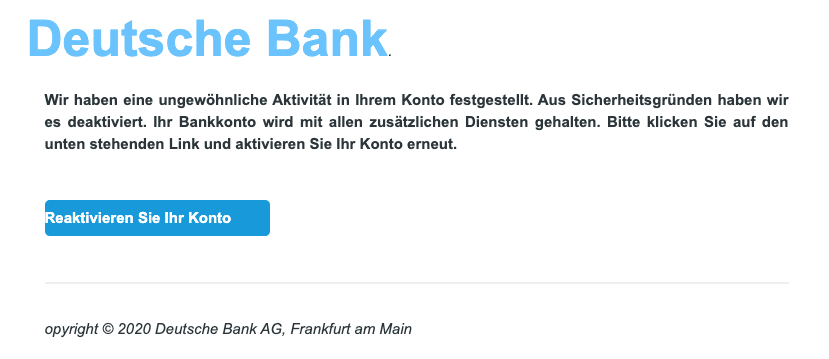 2020-10-05 Deutsche Bank Spam Fake-Mail Kontobestaetigung erforderlich