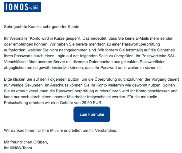 2020-10-06 IONOS Spam-Mail Fake Ihr Passwort ist eventuell gefaehrdet